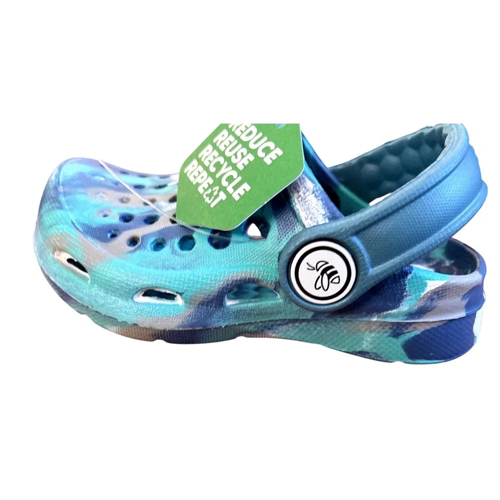 Joybees‎ Kids Everyday Clogs Blue Teal Marble Swirl Size C4/5 NEW